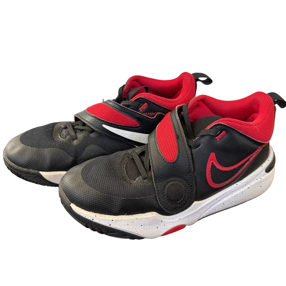 Nike Team Hustle Kids Youth 7Y Black Red Athletic Sneakers‎ Basketball Running
